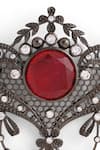 Cosa Nostraa_Grey Glass Stone Marvel Embellished Brooch _at_Aza_Fashions