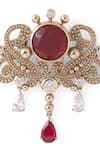 Cosa Nostraa_Gold Glass Stone Ethnic Magic Embellished Brooch _at_Aza_Fashions