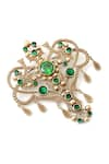 Shop_Cosa Nostraa_Gold Glass Stone Grace Of Garden Embellished Brooch _at_Aza_Fashions