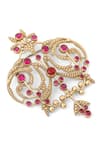 Buy_Cosa Nostraa_Gold Glass Stone Ornate Aura Embellished Brooch _Online_at_Aza_Fashions