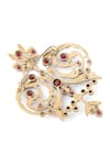 Cosa Nostraa_Gold Glass Stone Ornate Aura Embellished Brooch _at_Aza_Fashions