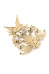 Cosa Nostraa_Gold Glass Stone Floral And Flight Embellished Brooch _at_Aza_Fashions