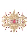 Cosa Nostraa_Gold Glass Stone Rustic Reflection Embellished Brooch _at_Aza_Fashions