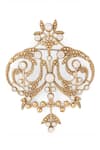 Cosa Nostraa_Gold Glass Stones Ornate Aura Filigree Brooch _at_Aza_Fashions