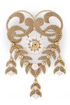 Shop_Cosa Nostraa_Gold Glass Stones Elite Extravagance Studded Brooch _Online_at_Aza_Fashions