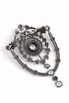 Cosa Nostraa_Grey Glass Stones Mystic Magic Shield Studded Brooch _at_Aza_Fashions