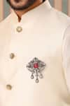 Cosa Nostraa_Grey Glass Stones Intricate Bloom Wonder Studded Brooch _at_Aza_Fashions