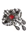 Cosa Nostraa_Grey Glass Stones Intricate Bloom Wonder Studded Brooch _Online