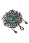 Buy_Cosa Nostraa_Grey Glass Stones Royal Rustic Florin Studded Brooch _Online_at_Aza_Fashions