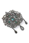 Cosa Nostraa_Grey Glass Stones Royal Rustic Florin Studded Brooch _at_Aza_Fashions