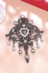 Shop_Cosa Nostraa_Grey Embellished Victorian Studded Vogue Brooch _at_Aza_Fashions