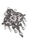 Buy_Cosa Nostraa_Grey Embellished Victorian Studded Vogue Brooch _Online_at_Aza_Fashions