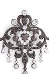 Shop_Cosa Nostraa_Grey Embellished Victorian Studded Vogue Brooch _Online_at_Aza_Fashions