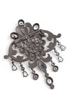 Cosa Nostraa_Grey Embellished Victorian Studded Vogue Brooch _at_Aza_Fashions