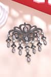 Shop_Cosa Nostraa_Grey Embellished Victorian Dangle Brooch _at_Aza_Fashions