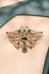 Shop_Cosa Nostraa_Gold Crystals Fleur Muse Embellished Brooch _at_Aza_Fashions