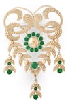 Shop_Cosa Nostraa_Gold Embellished Elite Extravagance Brooch _Online_at_Aza_Fashions