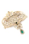 Cosa Nostraa_Gold Embellished Bow And Beauty Brooch _at_Aza_Fashions