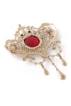 Buy_Cosa Nostraa_Gold Glass Stones Latticed Heart Marvel Studded Brooch 