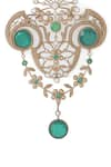 Cosa Nostraa_Gold Glass Stones Royal Sheen Studded Brooch _at_Aza_Fashions