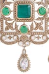 Cosa Nostraa_Gold Glass Stones Royal Rustic Florence Studded Brooch _at_Aza_Fashions