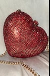 House Of Bling_Red Crystals Fratelli Embellished Bag _Online_at_Aza_Fashions