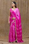 Buy_Samyukta Singhania_Magenta Silk Print Bandhani Saree With Running Blouse _Online_at_Aza_Fashions