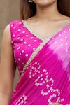 Samyukta Singhania_Magenta Silk Print Bandhani Saree With Running Blouse _at_Aza_Fashions