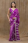 Samyukta Singhania_Purple Silk Print Bandhani Pattern Saree With Running Blouse _Online_at_Aza_Fashions