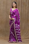 Shop_Samyukta Singhania_Purple Silk Print Bandhani Pattern Saree With Running Blouse _Online_at_Aza_Fashions