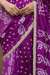 Samyukta Singhania_Purple Silk Print Bandhani Pattern Saree With Running Blouse _at_Aza_Fashions