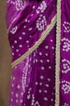 Buy_Samyukta Singhania_Purple Silk Print Bandhani V Neck Pattern Saree With Blouse _Online_at_Aza_Fashions