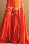 Buy_Harshita Singhvi_Orange Kurta Crepe Hand Embroidered Mirror Round Sharara Set  _Online_at_Aza_Fashions