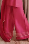 Harshita Singhvi_Pink Kurta And Palazzo Silk Embroidered Mirror Blunt V Neck Set  _Online_at_Aza_Fashions