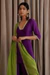 Harshita Singhvi_Purple Kurta And Palazzo Silk Embroidered Mirror Blunt V Short Set  _Online_at_Aza_Fashions