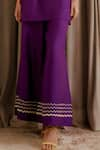 Shop_Harshita Singhvi_Purple Kurta And Palazzo Silk Embroidered Mirror Blunt V Short Set  _Online_at_Aza_Fashions