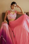 Buy_Harshita Singhvi_Pink Lehenga And Blouse Silk Hand Embroidered Cutdana Sweetheart Set  _Online_at_Aza_Fashions