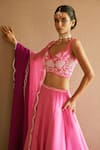 Shop_Harshita Singhvi_Pink Lehenga And Blouse Silk Hand Embroidered Cutdana Sweetheart Set  _Online_at_Aza_Fashions