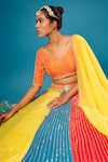 Shop_Harshita Singhvi_Multi Color Lehenga And Blouse Silk Hand Embroidered Sequins Leaf Set  _Online_at_Aza_Fashions