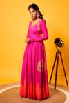 Harshita Singhvi_Pink Anarkali French Crepe Cutdana Hand Embroidery With Dupatta _Online_at_Aza_Fashions