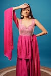 Buy_Harshita Singhvi_Pink Kurta And Palazzo French Crepe Hand Embroidered Salli Set  _Online_at_Aza_Fashions