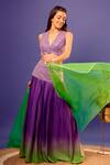 Buy_Harshita Singhvi_Purple Blouse And Palazzo French Crepe Hand Embroidered Salli V Set _at_Aza_Fashions