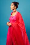 Buy_Harshita Singhvi_Fuchsia Anarkali Crepe Hand Embroidered Mirror Round Yoke With Dupatta _Online_at_Aza_Fashions