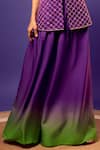 Buy_Harshita Singhvi_Purple Kurta Silk Hand Embroidered Sequins Leaf Neck Palazzo Set _Online_at_Aza_Fashions