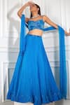 Buy_Harshita Singhvi_Blue Lehenga And Blouse Crepe Hand Embroidered Marble Texture Sweetheart Set _at_Aza_Fashions