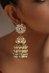 SWABHIMANN_Gold Plated Polki Embellished Jhumkas _Online_at_Aza_Fashions