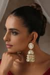 Buy_SWABHIMANN_Gold Plated Polki Embellished Jhumkas _at_Aza_Fashions