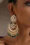 SWABHIMANN_Green Moissanite Polki Embellished Chandbalis _Online_at_Aza_Fashions