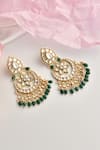 Shop_SWABHIMANN_Green Moissanite Polki Embellished Chandbalis _at_Aza_Fashions