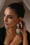 Buy_SWABHIMANN_Blue Moissanite Polki Embellished Jhumka Earrings_at_Aza_Fashions
